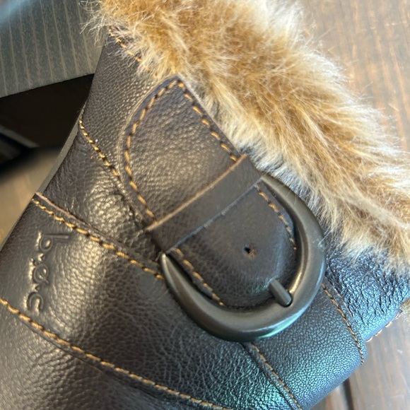 Boc Clogs Womens 9 Brown Leather Faux Fur Lined Heeled Mules Buckle Boho… - Picture 7 of 11